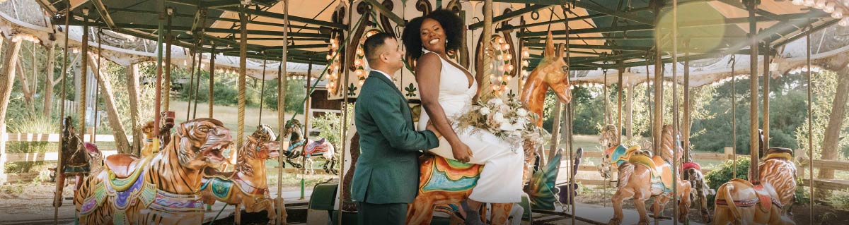 newlyweds on the zoo carousel