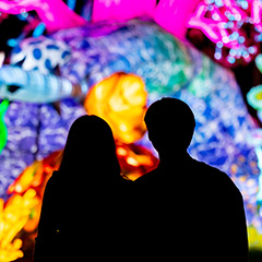 Couple at Boston Lights lantern experience