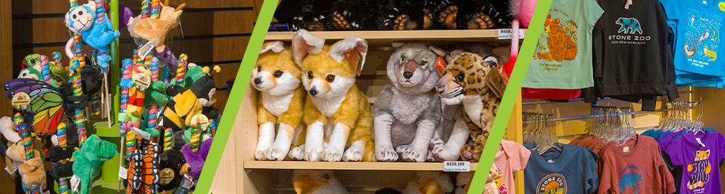 candy, plushes, and t-shirt gifts in Stone Zoo's giftshop